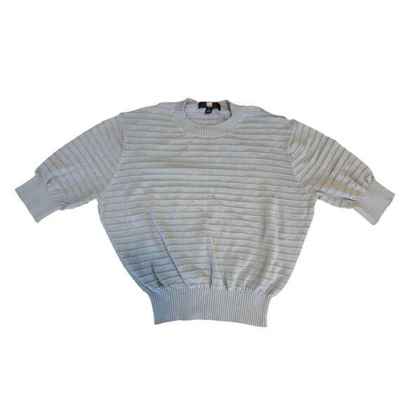Frye Tops - Frye Ribbed Knit Sweater Sage Blue Short Sleeve Crewneck